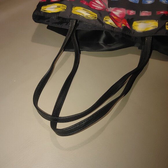 Brighton Multicolor Printed Tote Bag With Large Bow  Black Handles - Picture 5 of 9